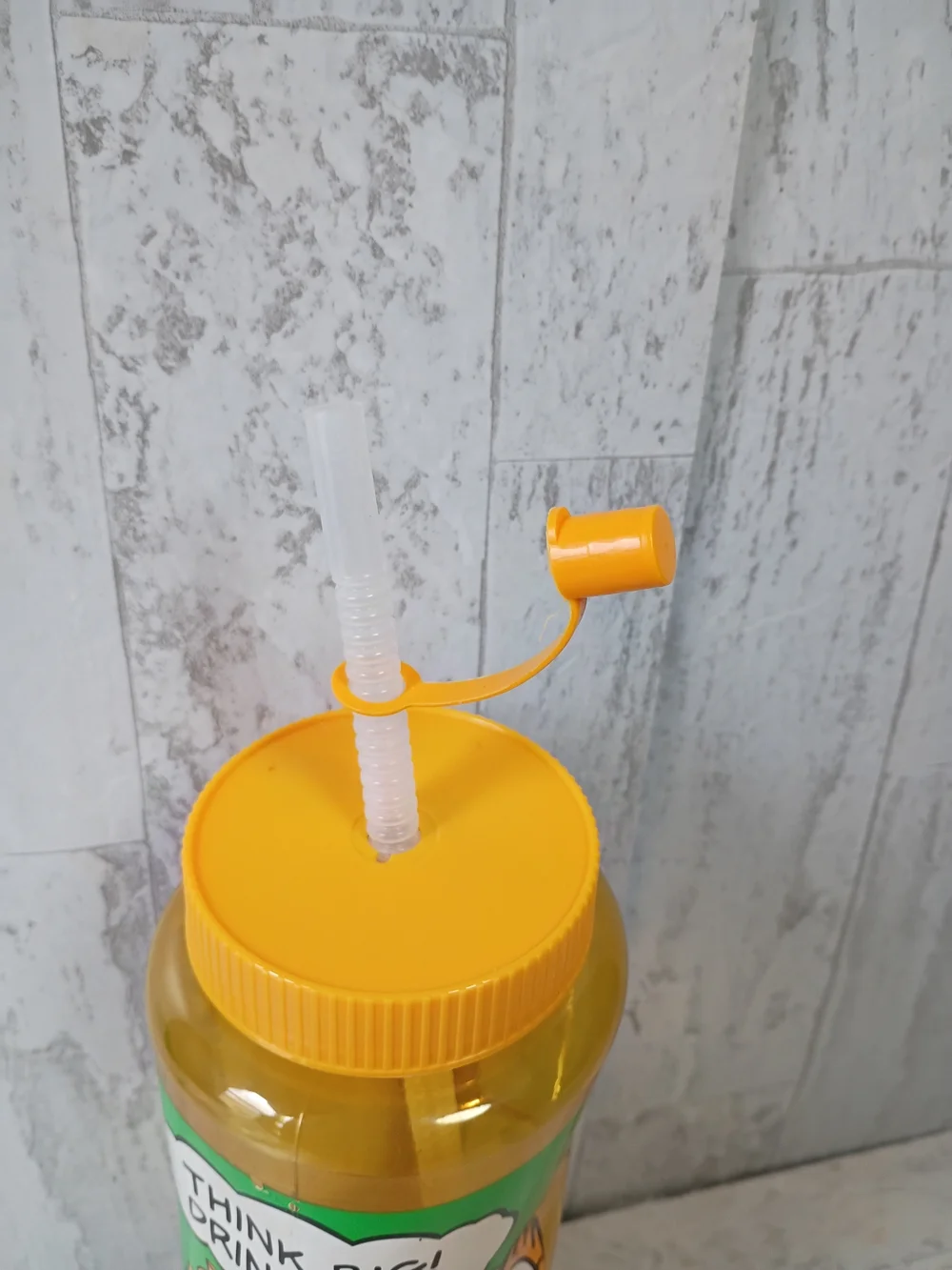 Vintage Garfield Water Bottle Think Big Drink Big Straw KMART Exclusive